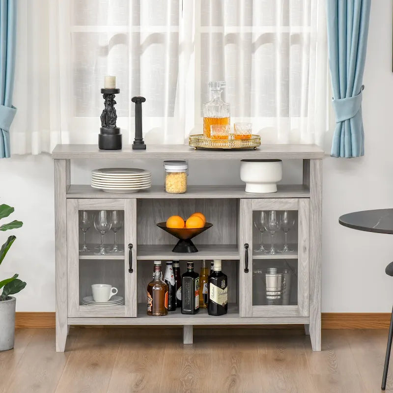 Farmhouse Sideboard Buffet Cabinet with Glass Doors