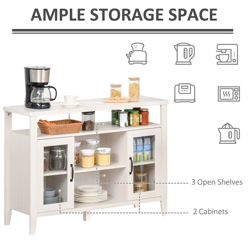 Farmhouse Sideboard Buffet Cabinet with Glass Doors