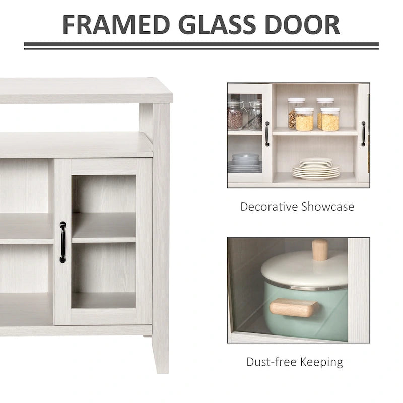 Farmhouse Sideboard Buffet Cabinet with Glass Doors
