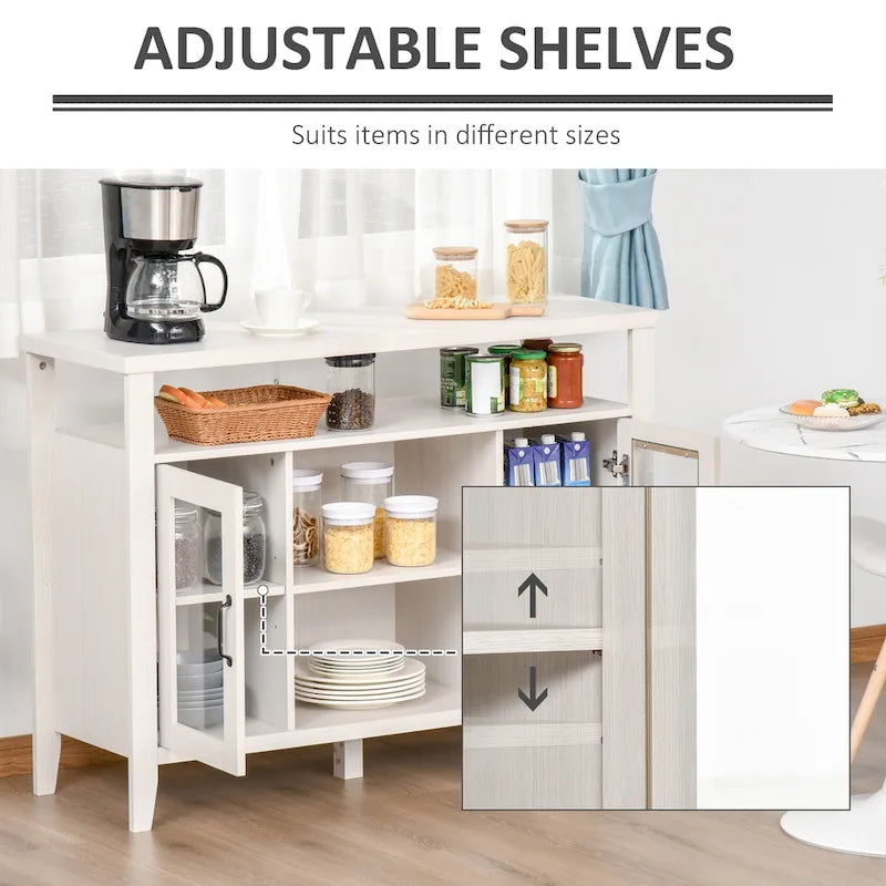 Farmhouse Sideboard Buffet Cabinet with Glass Doors