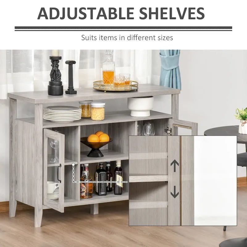 Farmhouse Sideboard Buffet Cabinet with Glass Doors