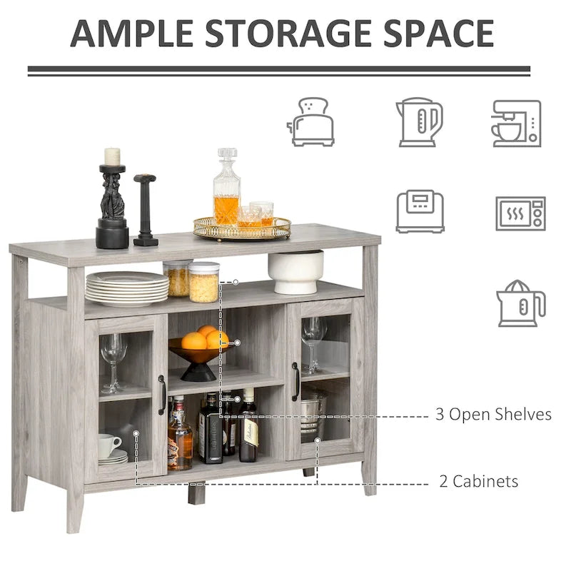Farmhouse Sideboard Buffet Cabinet with Glass Doors