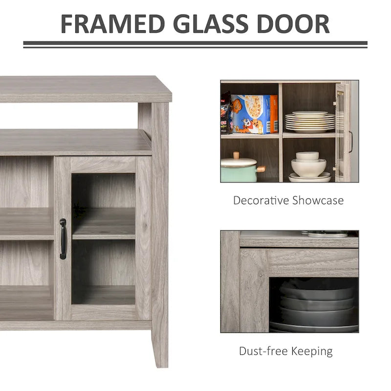 Farmhouse Sideboard Buffet Cabinet with Glass Doors