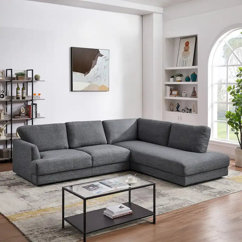 Modulares Leinensofa im Mid-Century-Modern-Stil