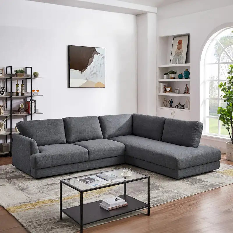 Modulares Leinensofa im Mid-Century-Modern-Stil
