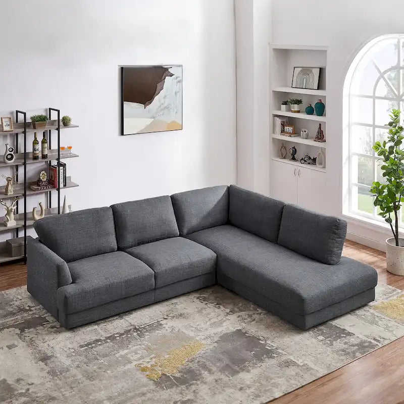 Modulares Leinensofa im Mid-Century-Modern-Stil
