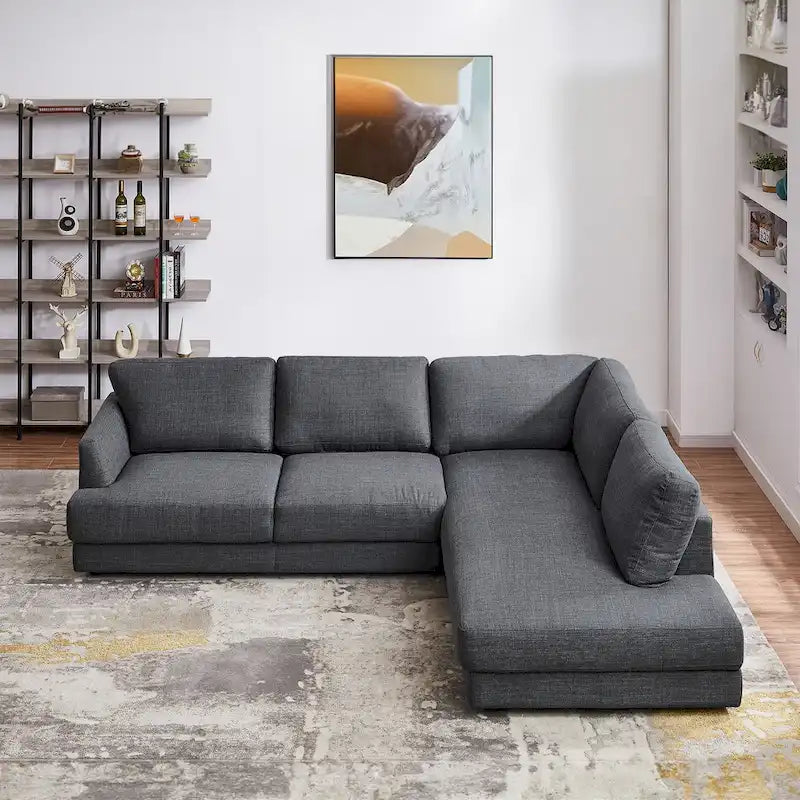 Modulares Leinensofa im Mid-Century-Modern-Stil