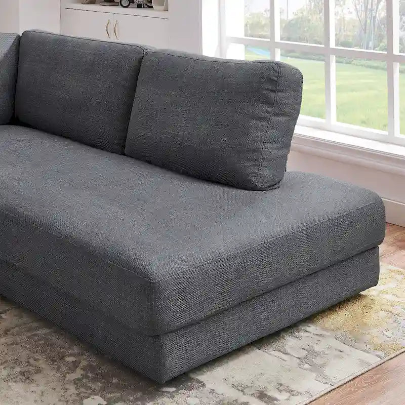 Modulares Leinensofa im Mid-Century-Modern-Stil