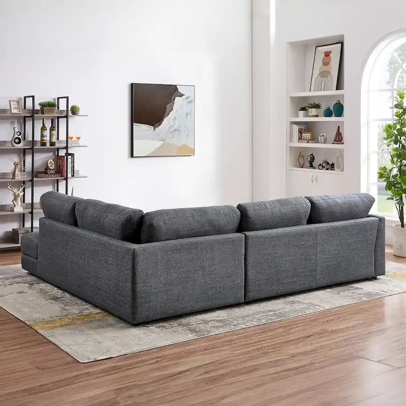 Modulares Leinensofa im Mid-Century-Modern-Stil
