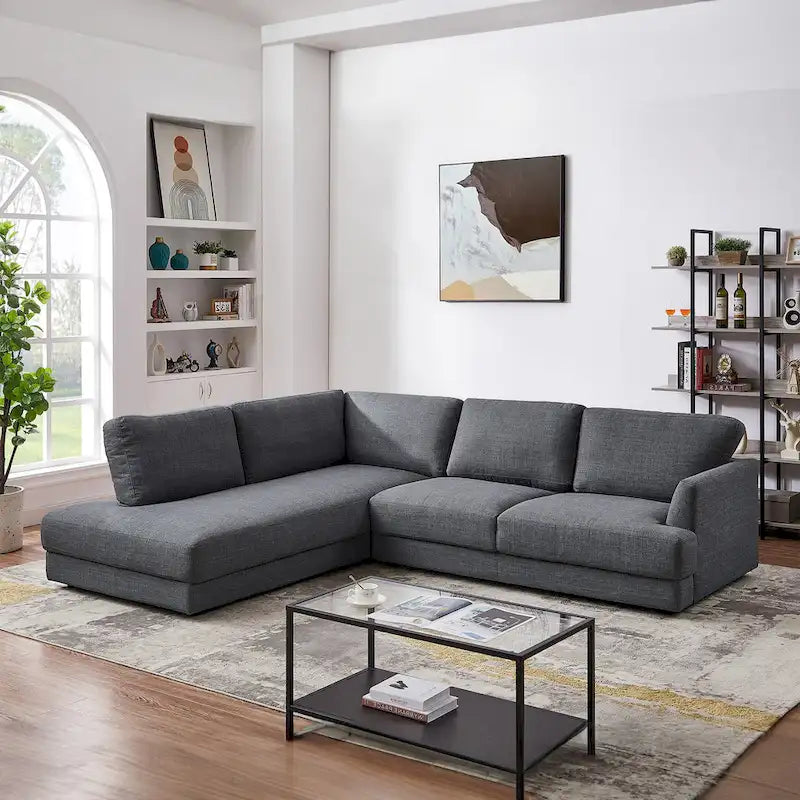Modulares Leinensofa im Mid-Century-Modern-Stil