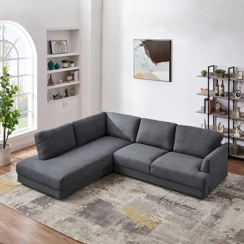 Modulares Leinensofa im Mid-Century-Modern-Stil