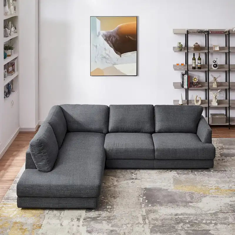 Modulares Leinensofa im Mid-Century-Modern-Stil