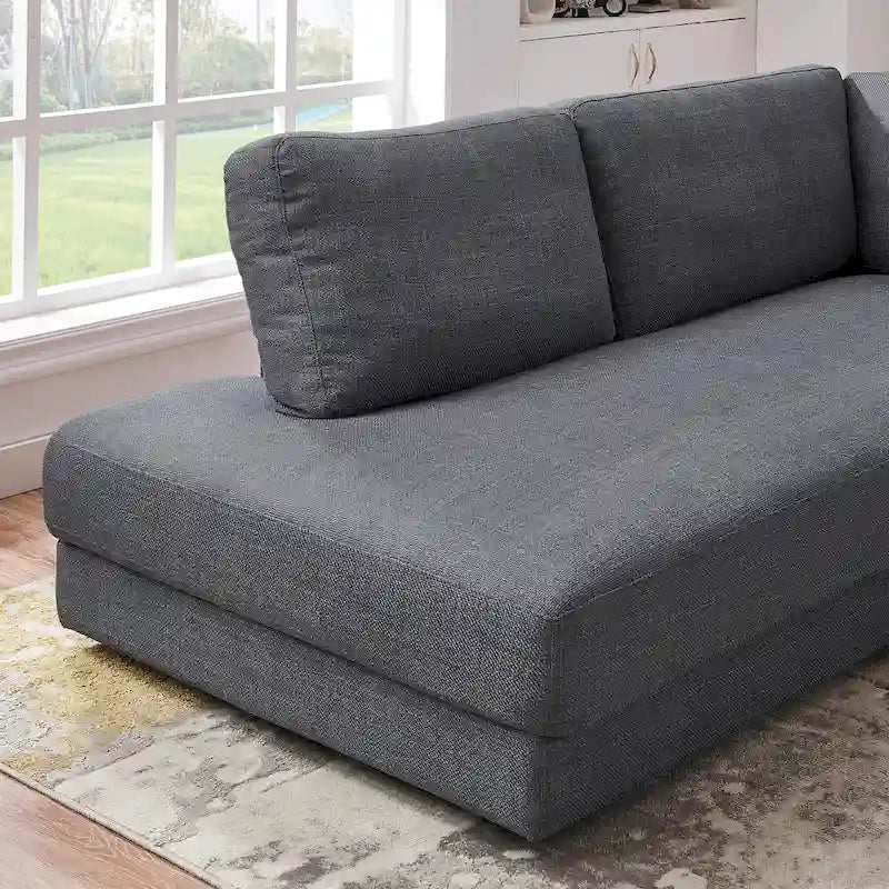 Modulares Leinensofa im Mid-Century-Modern-Stil
