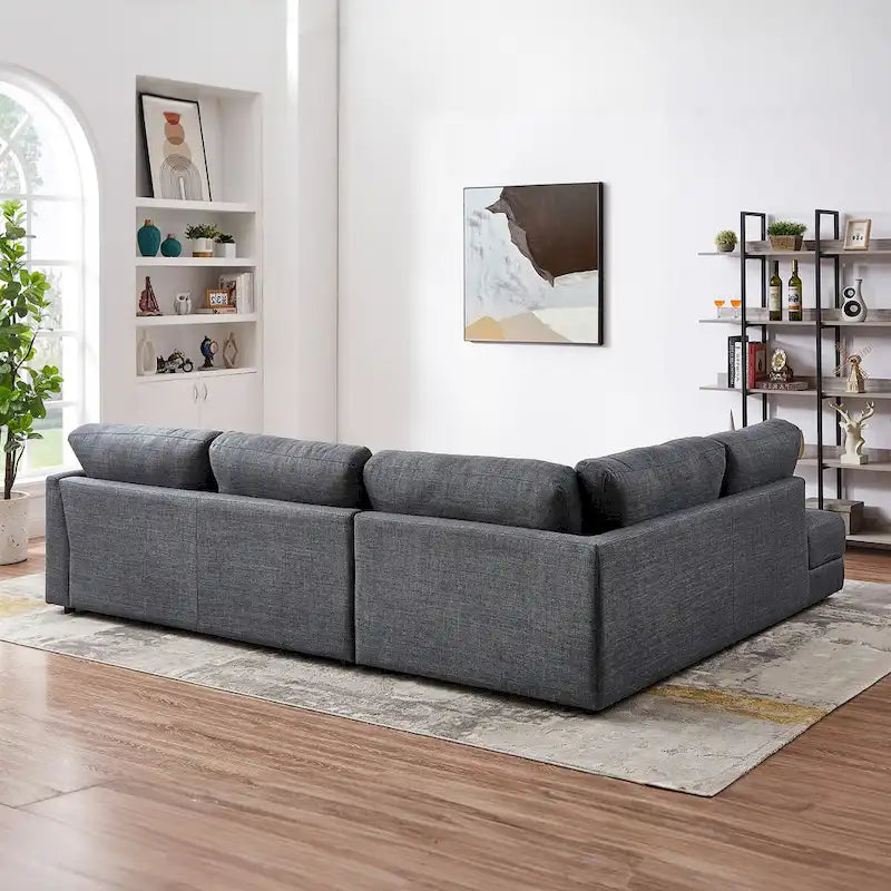 Modulares Leinensofa im Mid-Century-Modern-Stil