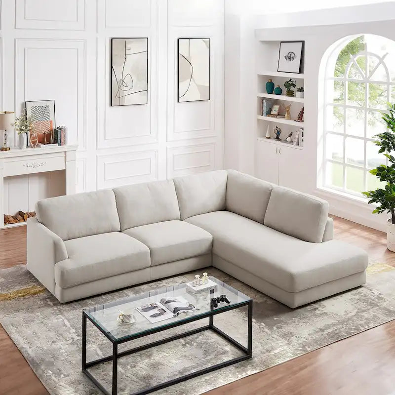 Modulares Leinensofa im Mid-Century-Modern-Stil