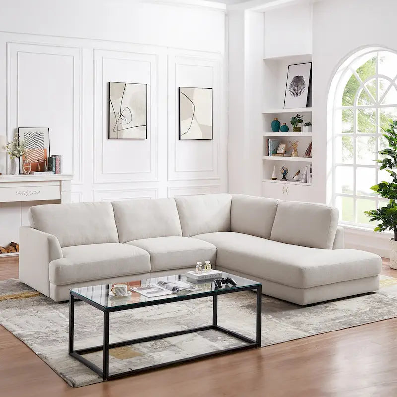 Modulares Leinensofa im Mid-Century-Modern-Stil