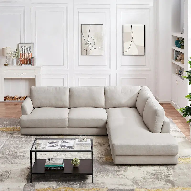 Modulares Leinensofa im Mid-Century-Modern-Stil