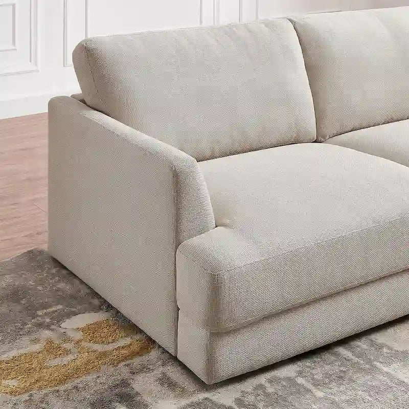 Modulares Leinensofa im Mid-Century-Modern-Stil