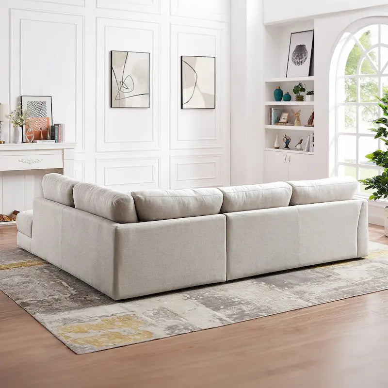 Modulares Leinensofa im Mid-Century-Modern-Stil