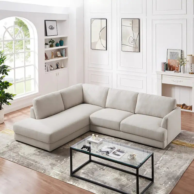 Modulares Leinensofa im Mid-Century-Modern-Stil