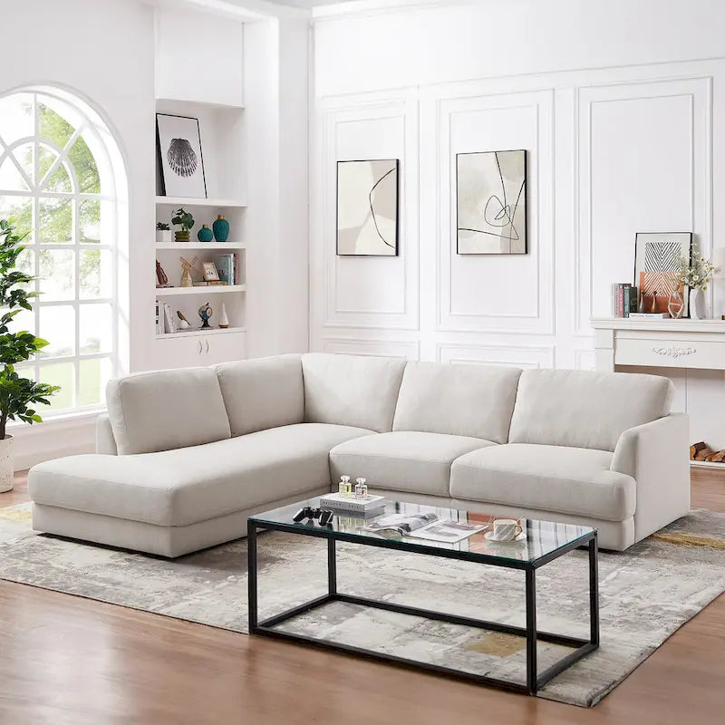 Modulares Leinensofa im Mid-Century-Modern-Stil