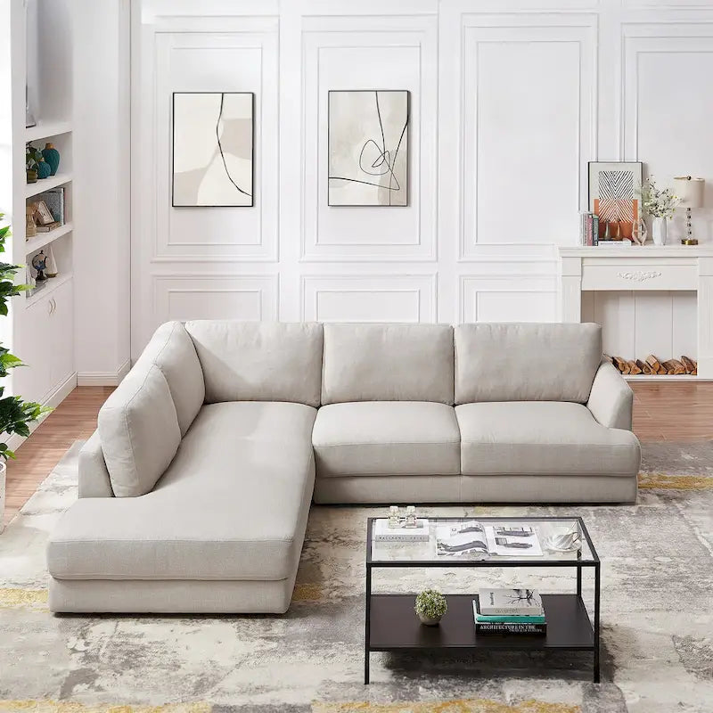 Modulares Leinensofa im Mid-Century-Modern-Stil