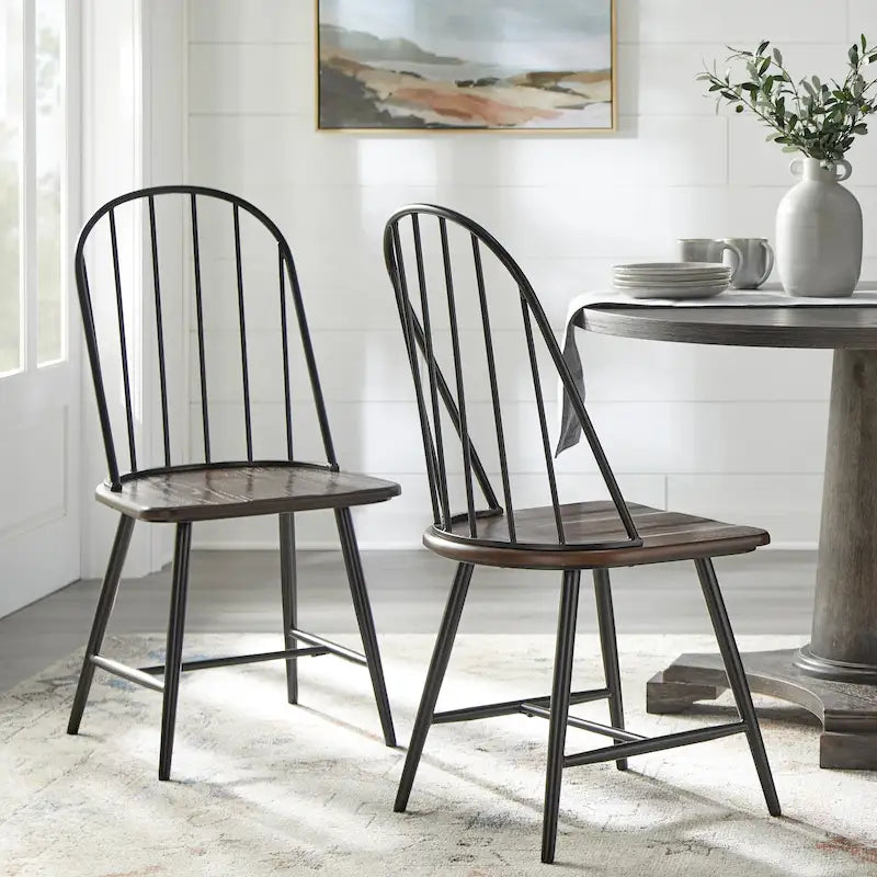 Mixed Media Spindle Dining Chairs (Set of 2)