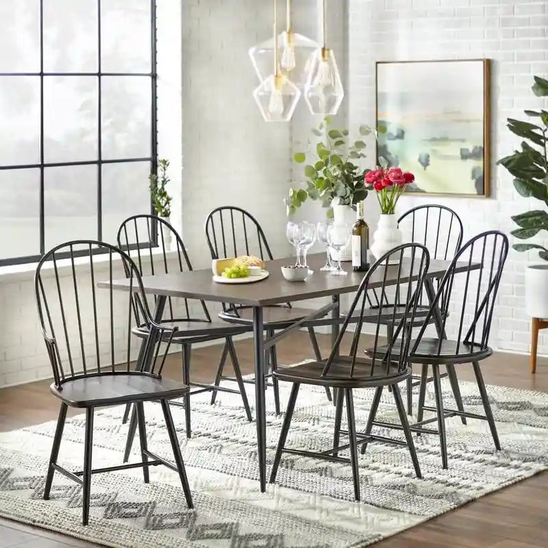 Mixed Media Spindle Dining Chairs (Set of 2)