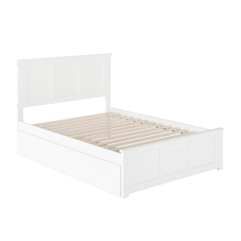 White Full Platform Bed with Twin Trundle