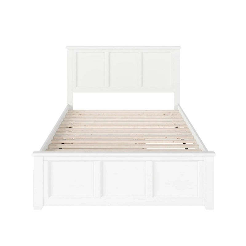 White Full Platform Bed with Twin Trundle