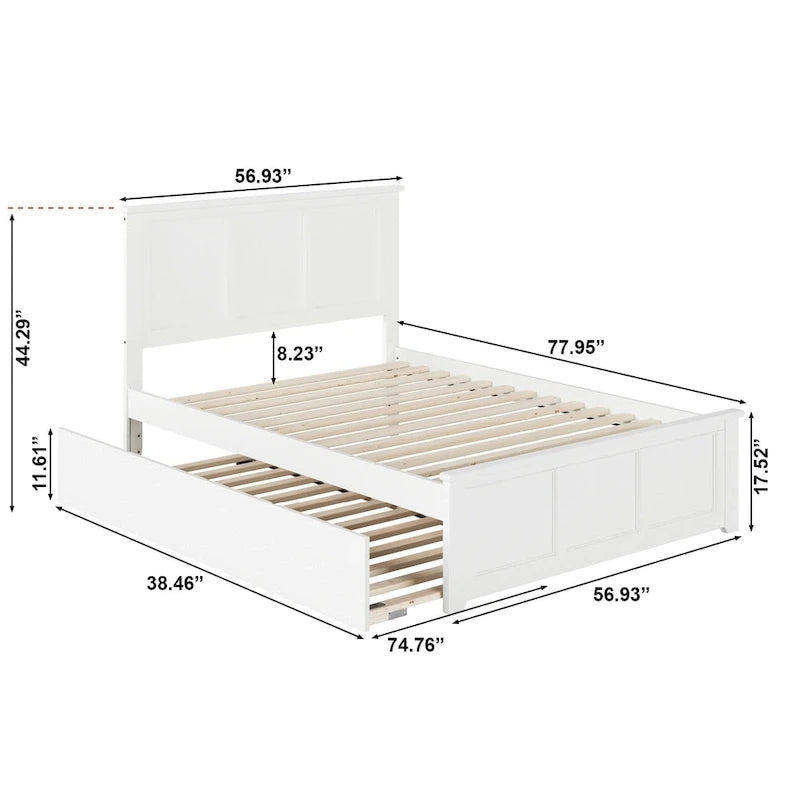 Weißes Plattformbett in Full-Größe mit ausziehbarem Twin-Bett