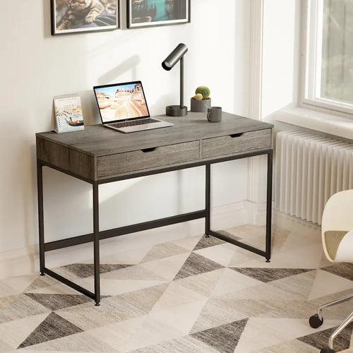43 W Home Office Computer Desk with 2 Drawers, Modern Writing Study Desk