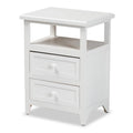Modern White Finished Wood 2-Drawer End Table