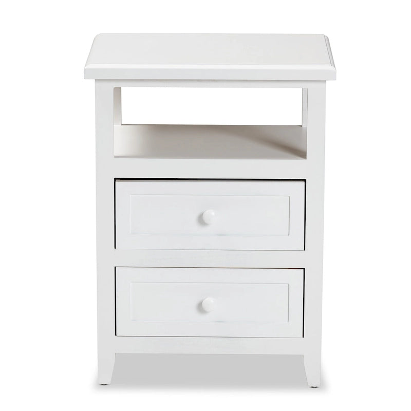Baxton Studio Karsen Modern and Contemporary White Finished Wood 2-Drawer End Table