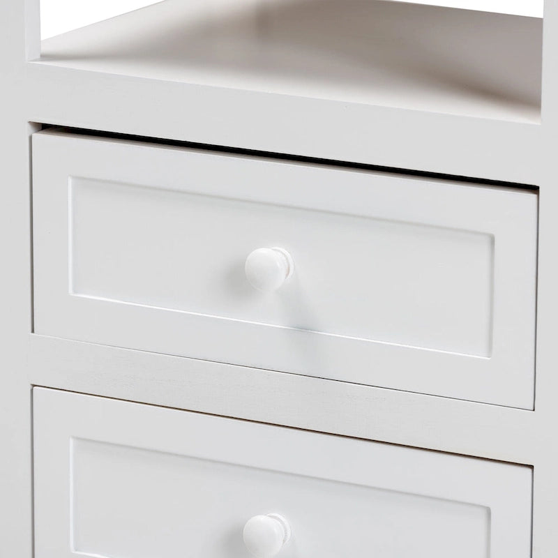 Modern White Finished Wood 2-Drawer End Table