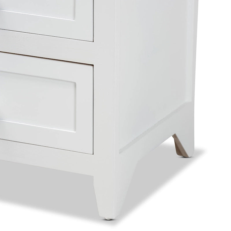 Modern White Finished Wood 2-Drawer End Table