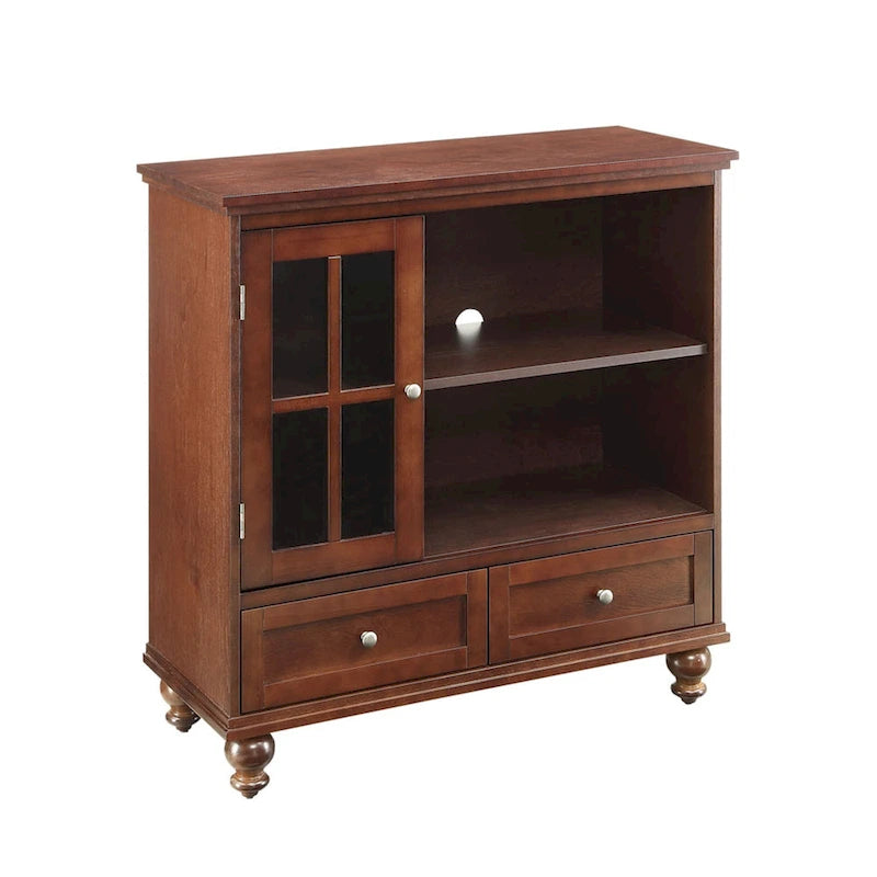 Highboy-TV-Ständer 40" mit 2 Schubladen, Aufbewahrungsschrank und Regalen