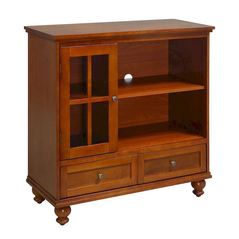 Highboy-TV-Ständer 40" mit 2 Schubladen, Aufbewahrungsschrank und Regalen