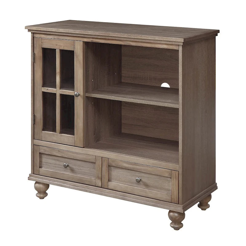 Highboy-TV-Ständer 40" mit 2 Schubladen, Aufbewahrungsschrank und Regalen