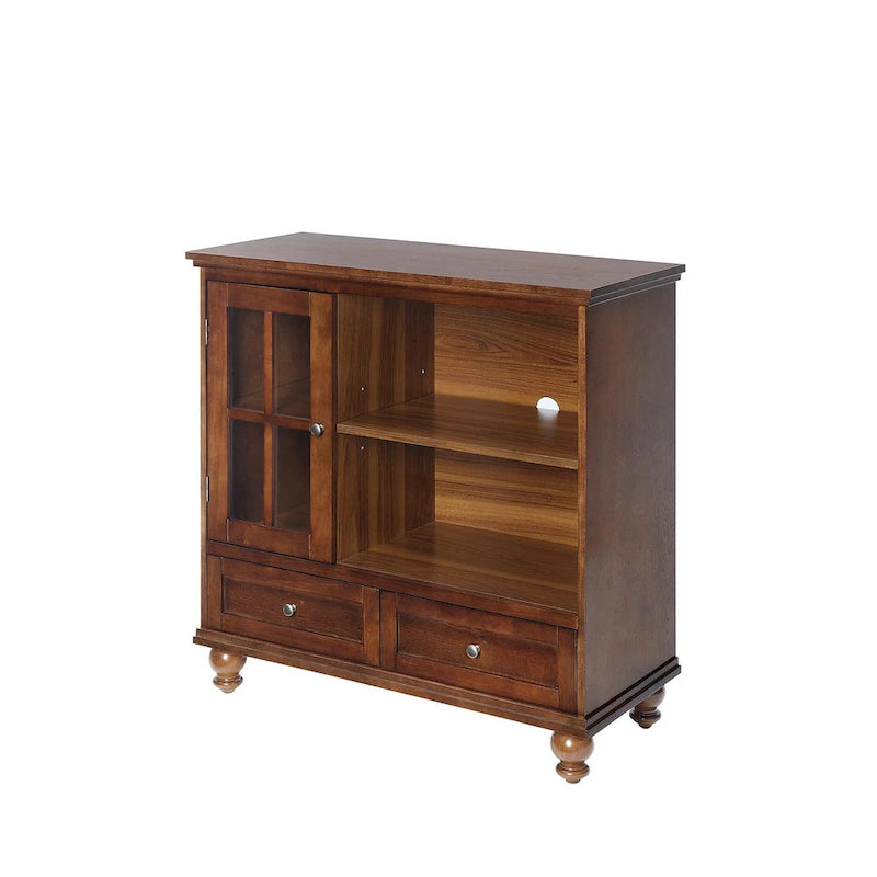 Highboy-TV-Ständer 40" mit 2 Schubladen, Aufbewahrungsschrank und Regalen