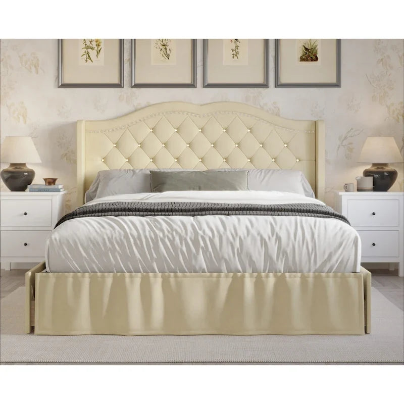 Tufted Upholstered Storage Panel Bed
