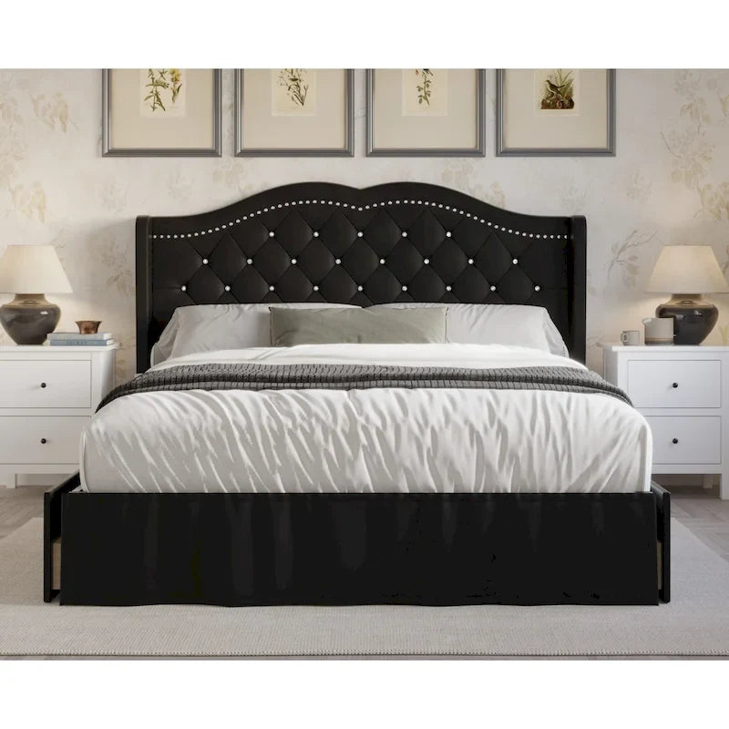 Tufted Upholstered Storage Panel Bed