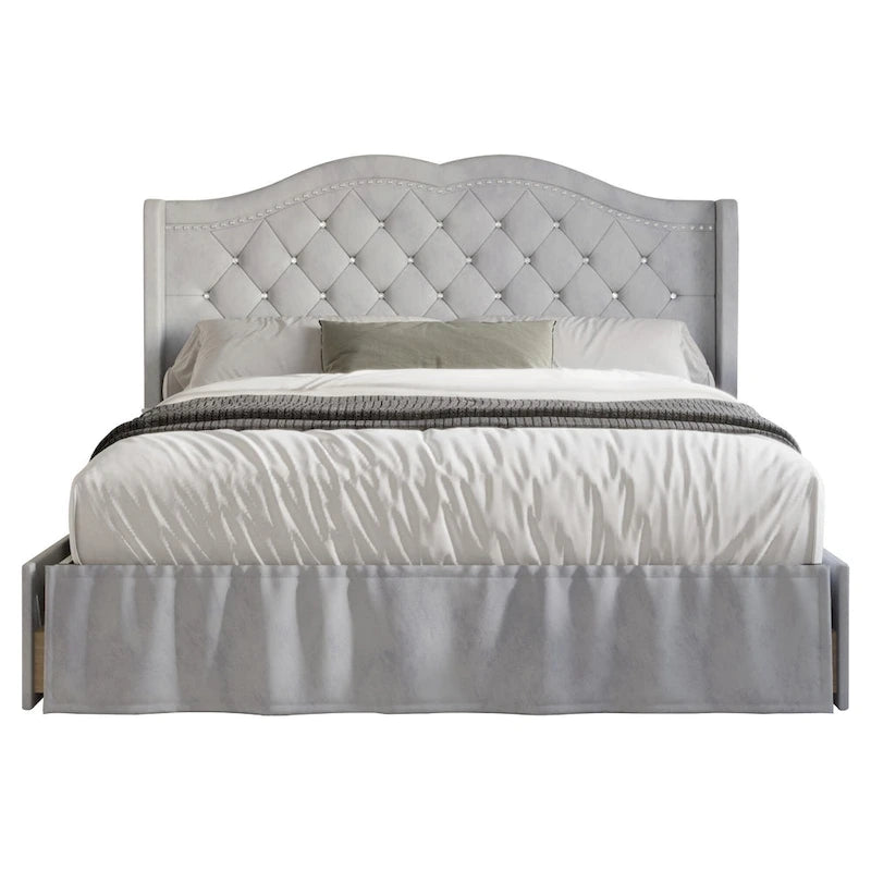 Tufted Upholstered Storage Panel Bed