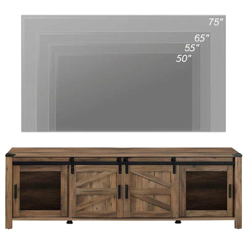 TV-Schrank mit Schiebetüren im Scheunenstil, Entertainment-Center für 75 TV