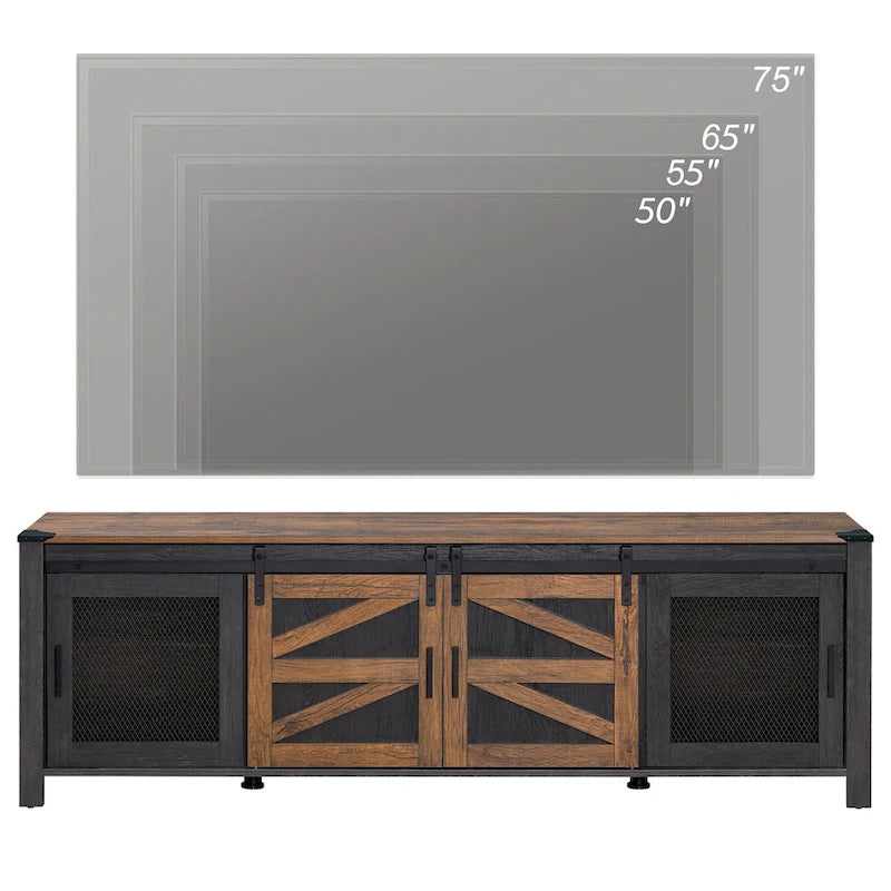 TV-Schrank mit Schiebetüren im Scheunenstil, Entertainment-Center für 75 TV