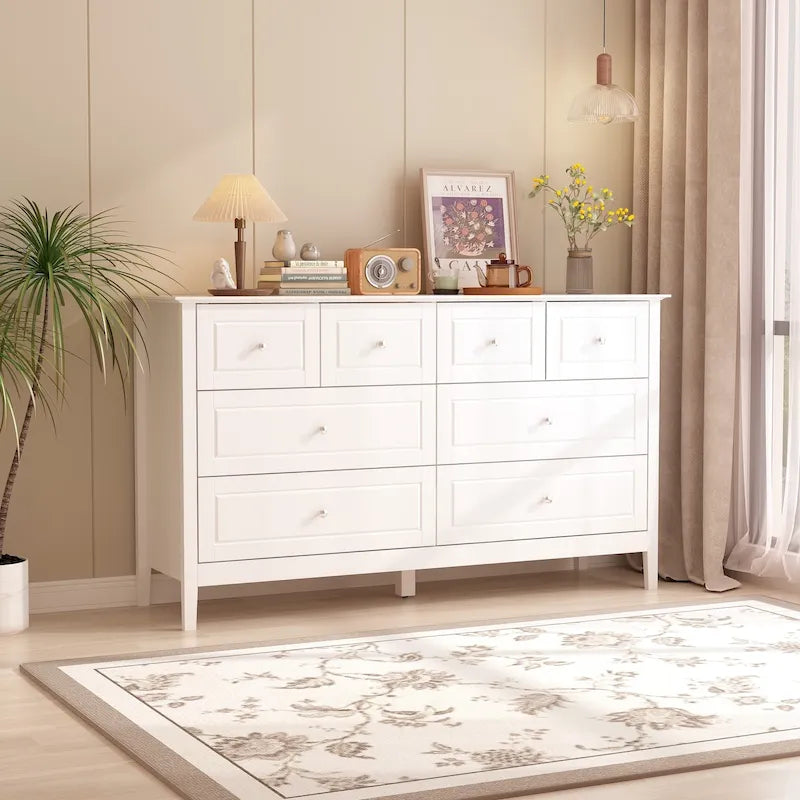 Bedroom Dresser with Silver Accents Sleek and Spacious Organizer Chest