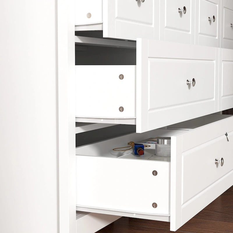Bedroom Dresser with Silver Accents Sleek and Spacious Organizer Chest