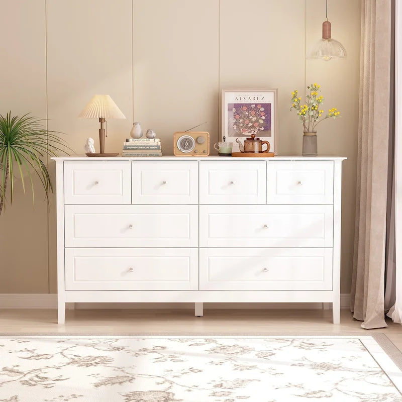 Bedroom Dresser with Silver Accents Sleek and Spacious Organizer Chest