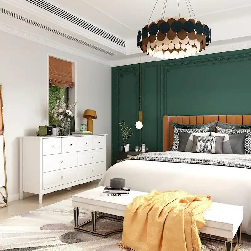 Bedroom Dresser with Silver Accents Sleek and Spacious Organizer Chest