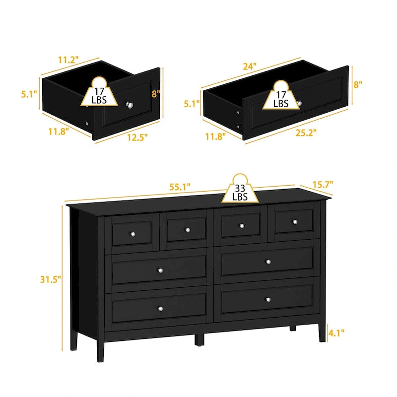 Bedroom Dresser with Silver Accents Sleek and Spacious Organizer Chest